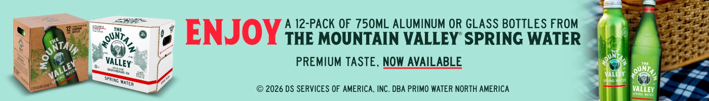 The Mountain Valley Spring Water, Aluminum & Glass Bottle, 750 mL, 12 ct